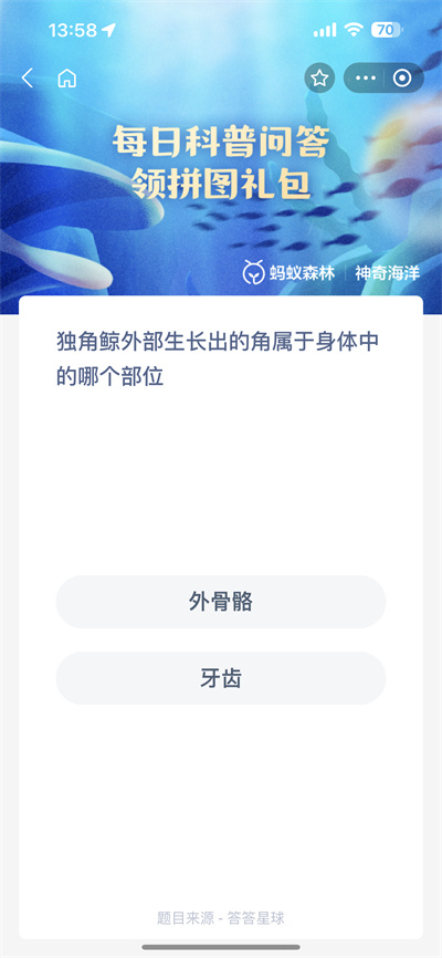 支付宝神奇海洋7.3日答案是什么